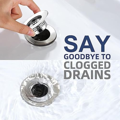 Miniatura 5 de Colador de fregadero de baño (paquete de 3), cubierta de drenaje de bañera, colador de drenaje para lavabo, colador de pelo para lavabo, lavabo de