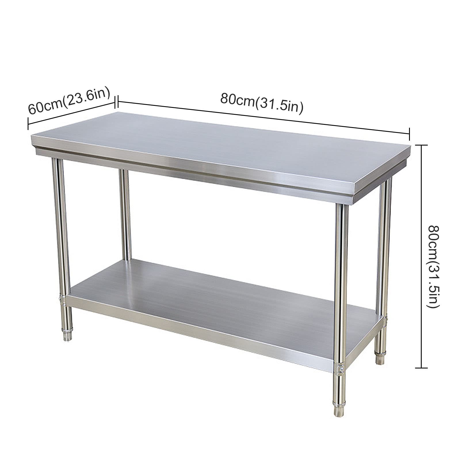 Mesa de Trabajo de Acero Inoxidable Mesa de Trabajo de preparación de Alimentos con Mesa de Catering de Cocina Comercial de Estante Inferior Soporta 200 kg