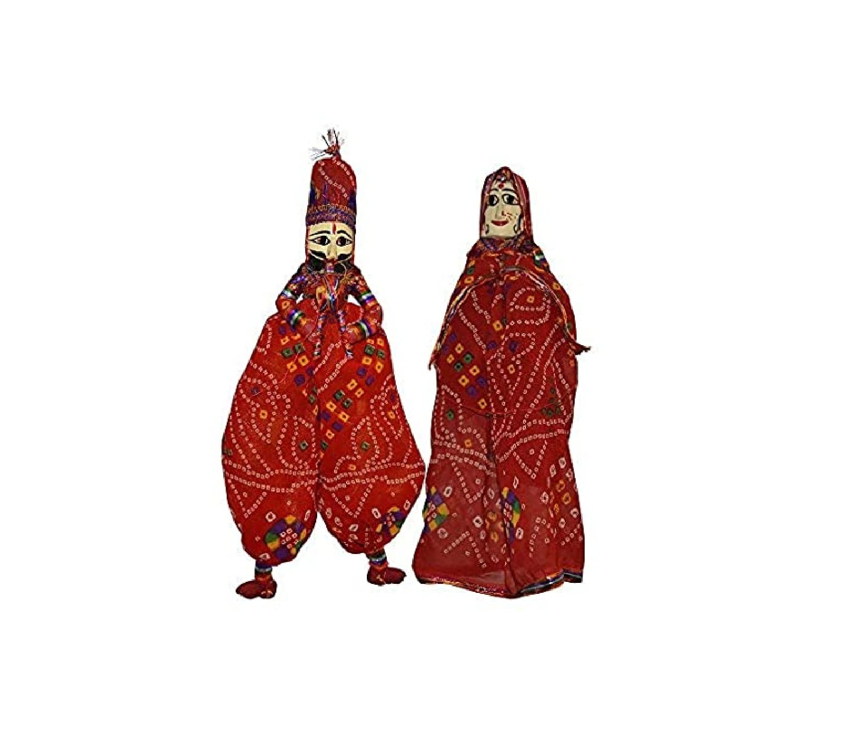 Fabric Rajasthani Dolls Art, Men - 20", Women - 18", Multicolour, 2 Piece-picture-22
