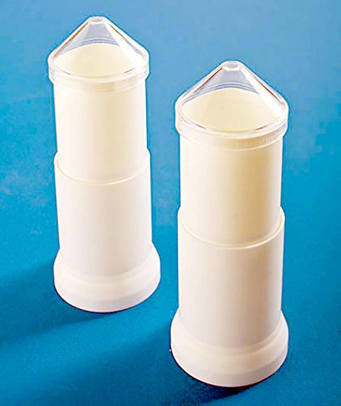Lakeside Set of 2 Pop-Up Cotton Swab Dispensers, Q-Tip Holder Organizer, White, Polystyrene, 2-3/4" dia. x 7-1/8"H, Holds up to 30 Swabs, Bath