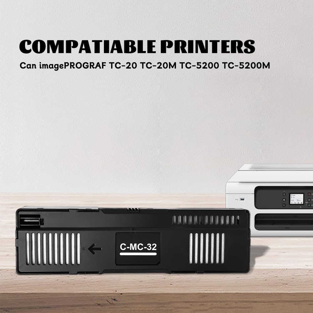 MC-32 Maintenance Cartridge Replacement for Canon imagePROGRAF TC-20 TC-20M TC-5200 TC-5200M Large Format Printers Upgraded MC32 Waste Ink Tank