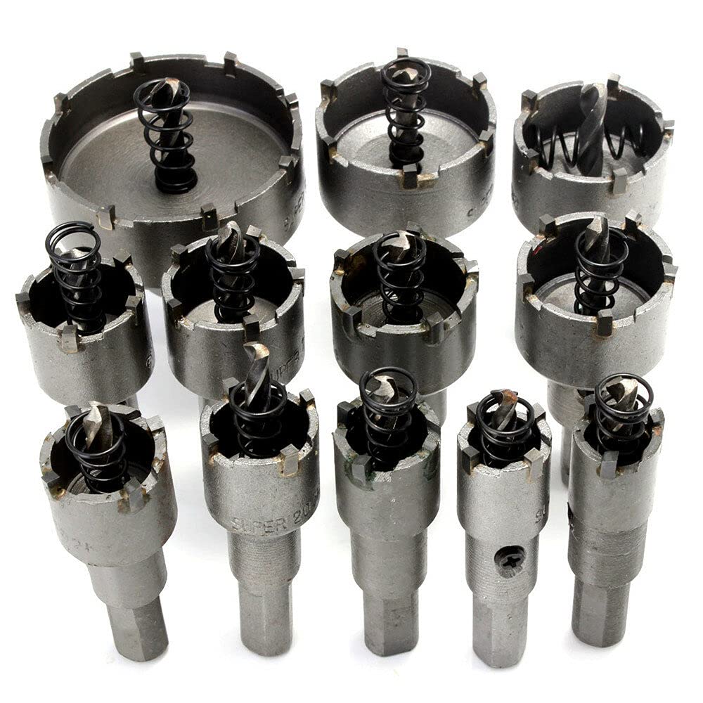 VIDOO 12szt 15mm-50mm Otwornice do Metalu i Drewna Zestaw Wierteł Stopowych