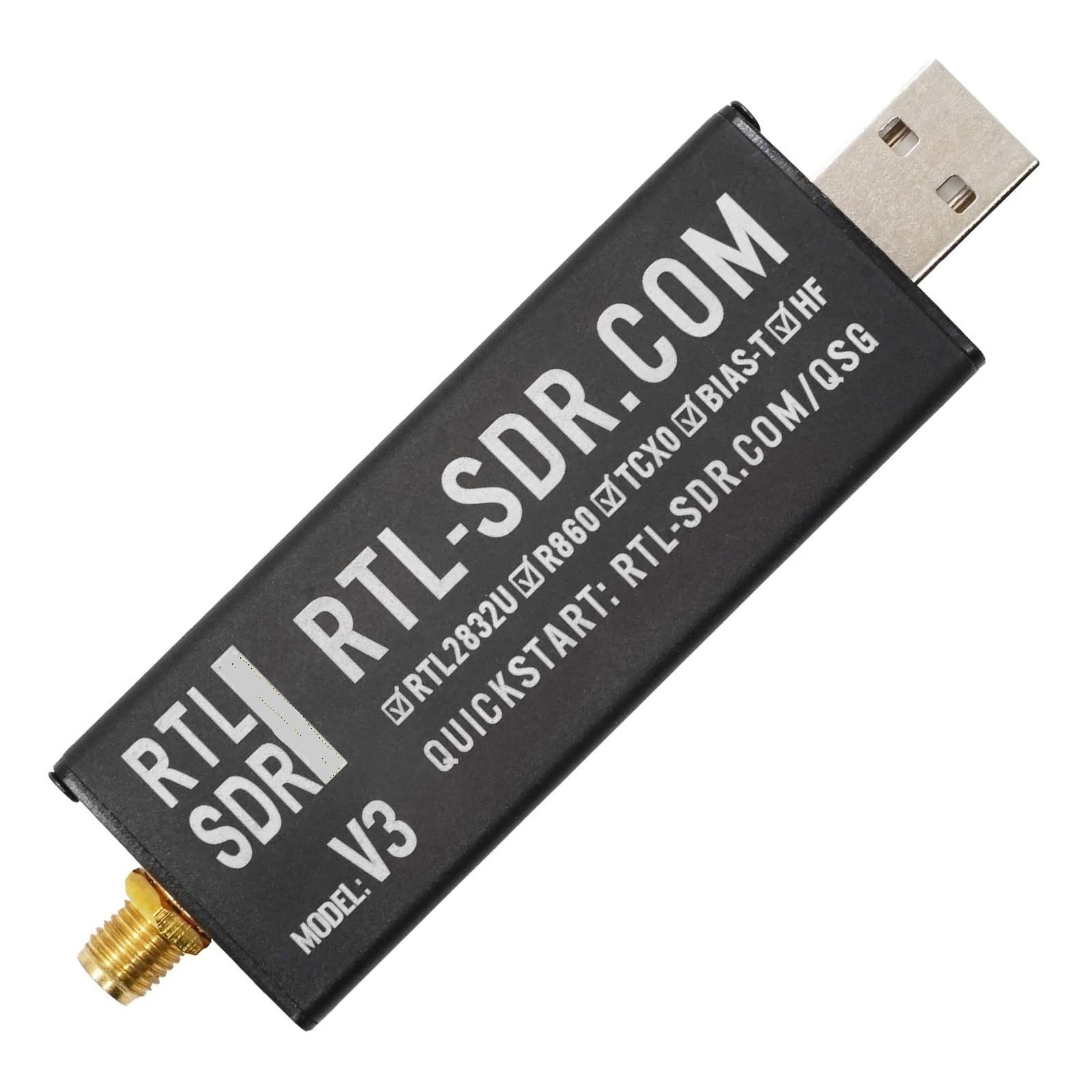 Sintonizzatore RTL SDR V3 R820T2/R860 RTL2832U 1PPM TCXO SMA RTLSDR Ricevitore Radio Definito dal Software (Solo Dongle)