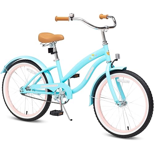 ACEGER Girls Beach Cruiser Bike for Kids 5-13 Years Old, 16" 18" 20" 24" Single Speed Kids Bicycle Included Coaster Brake, Front and Rear Reflectors, 24" 7 Speeds with Dual Brakes