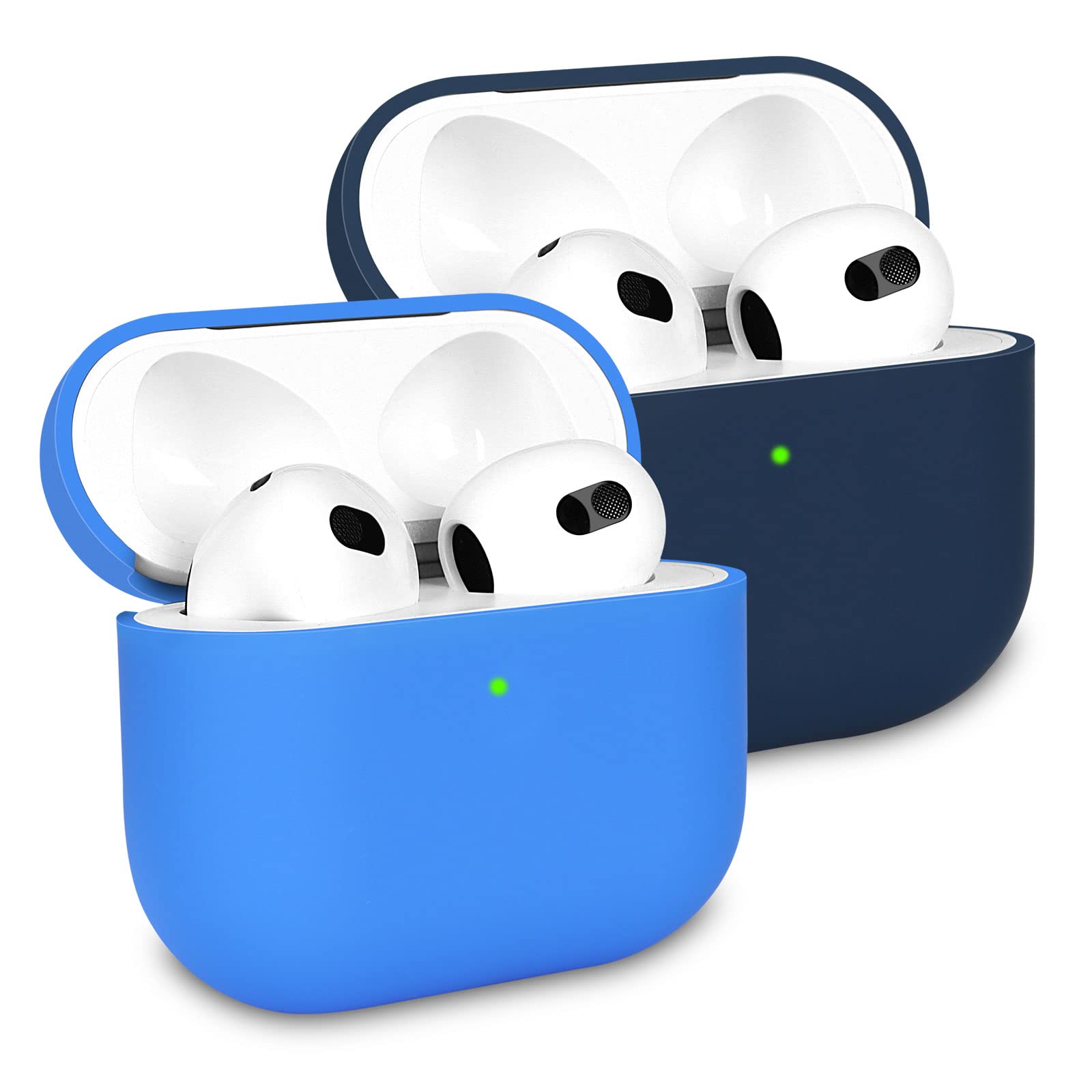 2 Piezas KOKOKA Funda de Silicona Compatible con AirPods 3.ª Generación 2021, Anti-rasguños Anti-Polvo Ultradelgada Funda Premium Silicona para Airpods 3, LED Frontal Visible, Negro/Gris — view 13