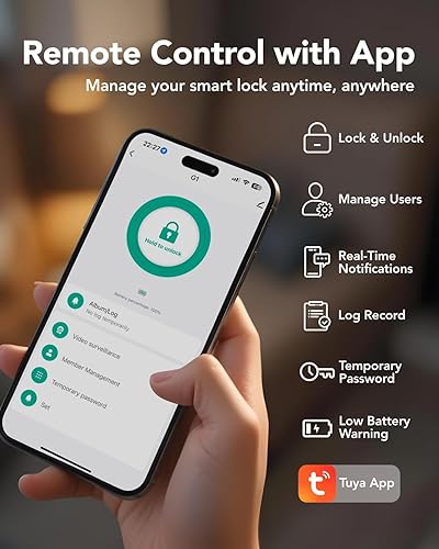 Miniatura 3 de Devo Cerradura inteligente de video G1 con cámara y timbre, cerradura de puerta remota con aplicación 6 en 1, entrada sin llave, identificación de
