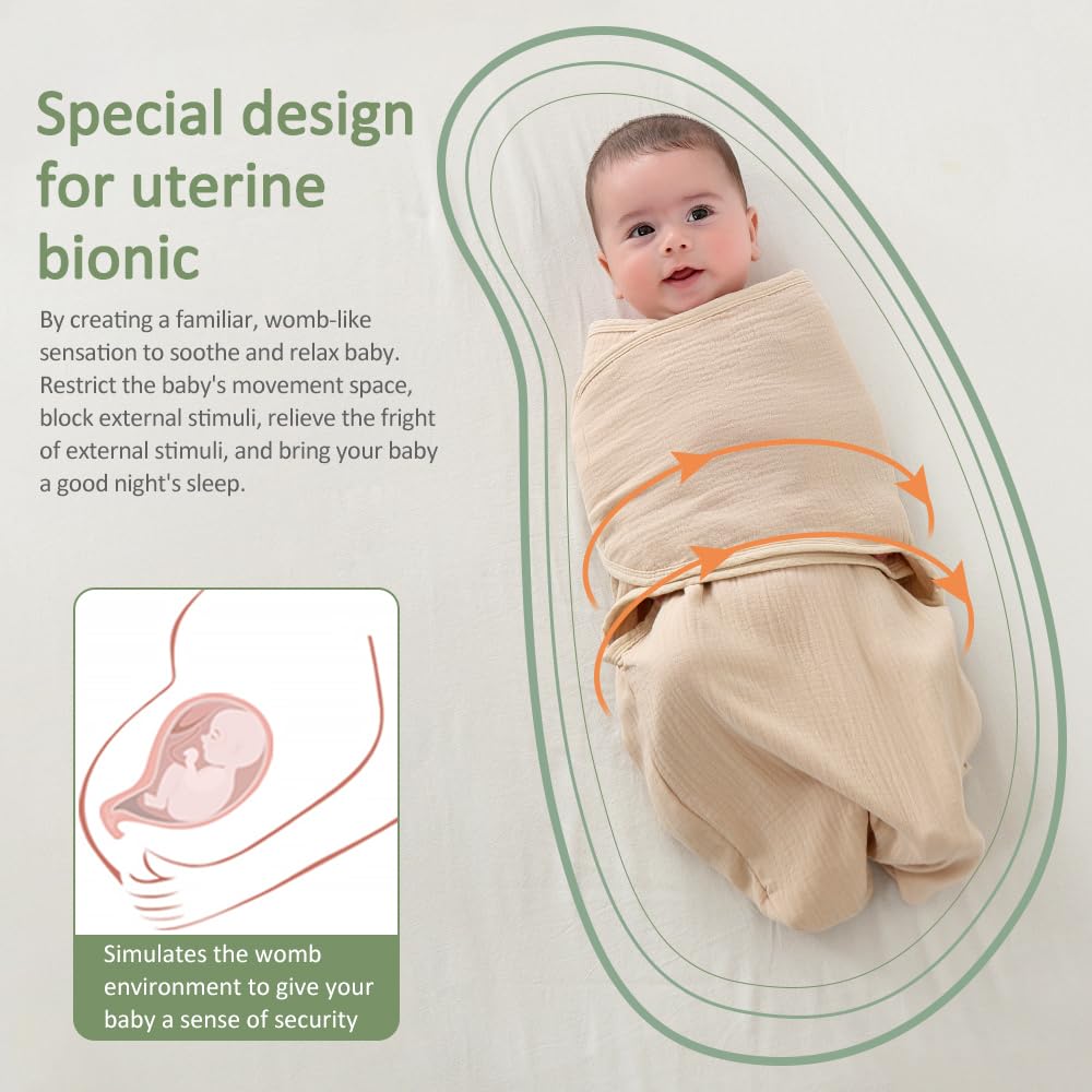 HINATAA Baby Swaddle Wrap, Newborn Swaddle Blanket Wrap with Breathable Organic Cotton, Adjustable Swaddle Blanket - Image 3
