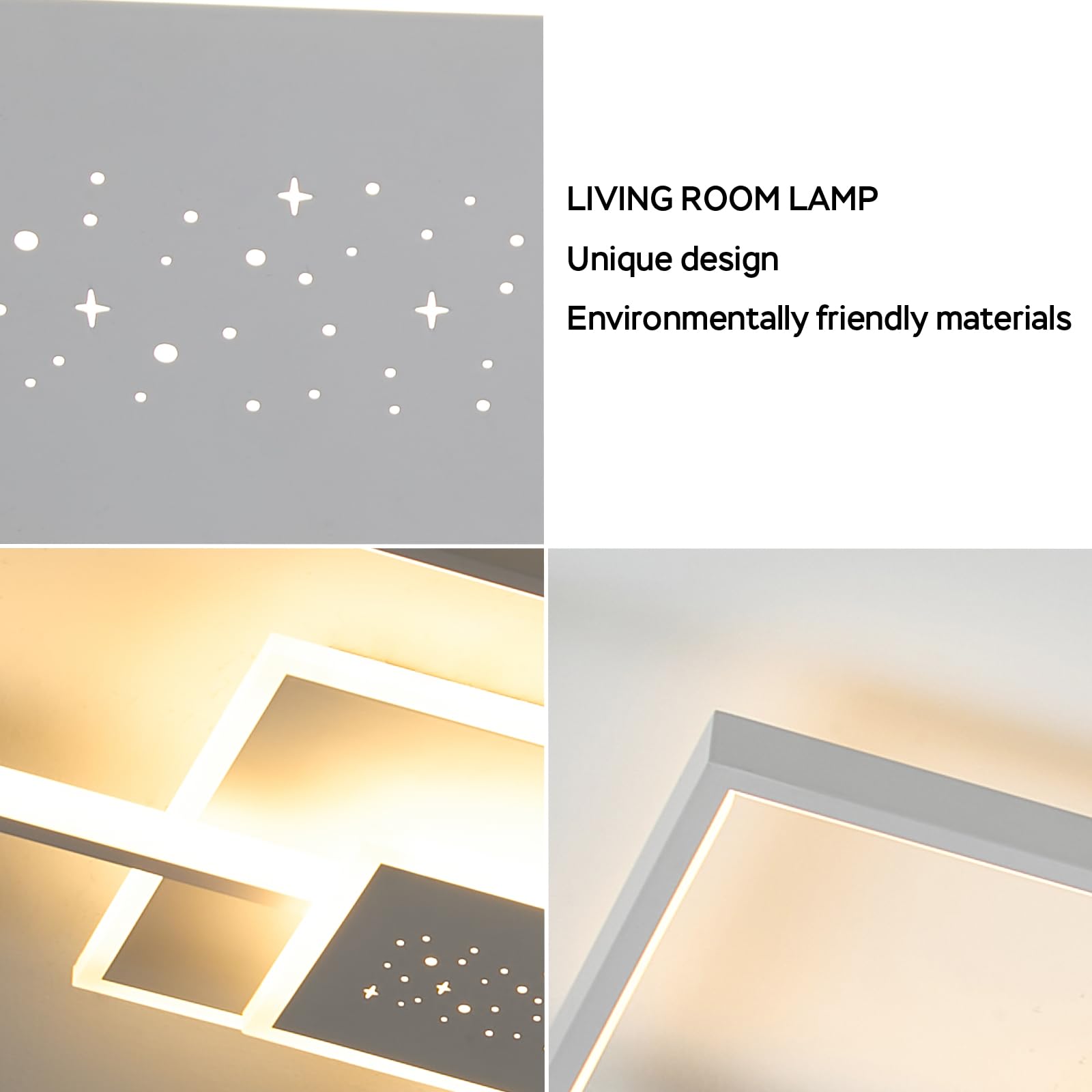 ANTENLICHT LED Deckenleuchte 80CM, 50W Deckenlampe, 3000K-6500K Dimmbar Rechteckige Wohnzimmerlampe, Mit Fernbedienung, Metall Moderne Lampe für Schlafzimmer Esszimmer