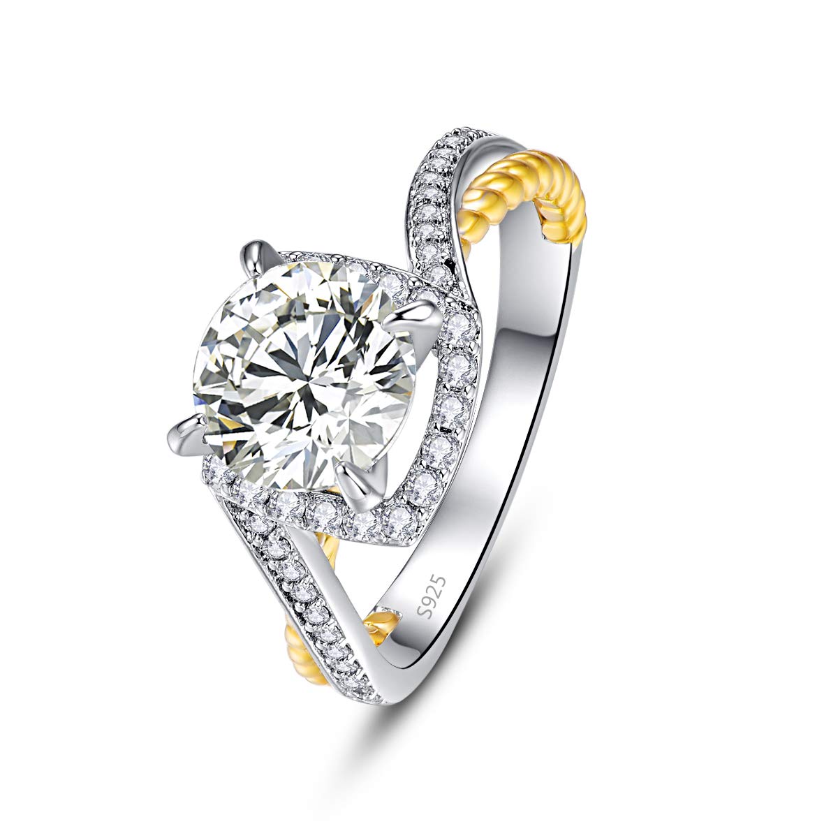 Empsoul 925 Sterling Silver Rainbow Ring Princess Cut Purple & Rainbow Topaz Anniversary Engagement Wedding Ring for Women