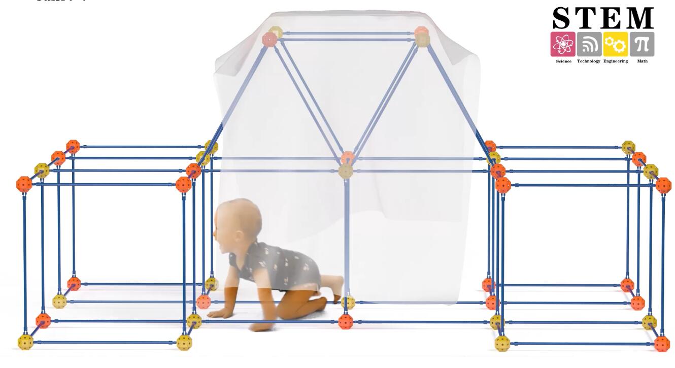 Kit Costruzione Forte Per Bambini - 88 Pezzi, Tenda Tunnel Giocattolo Educativo - Foto 9