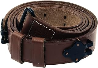 US M1 Garand Leather Rifle Sling WWII 1907 Pattern Springfield gun Sling WWI 1903 Black Brown Steel Brass (Brown Steel H/W) - HERTE