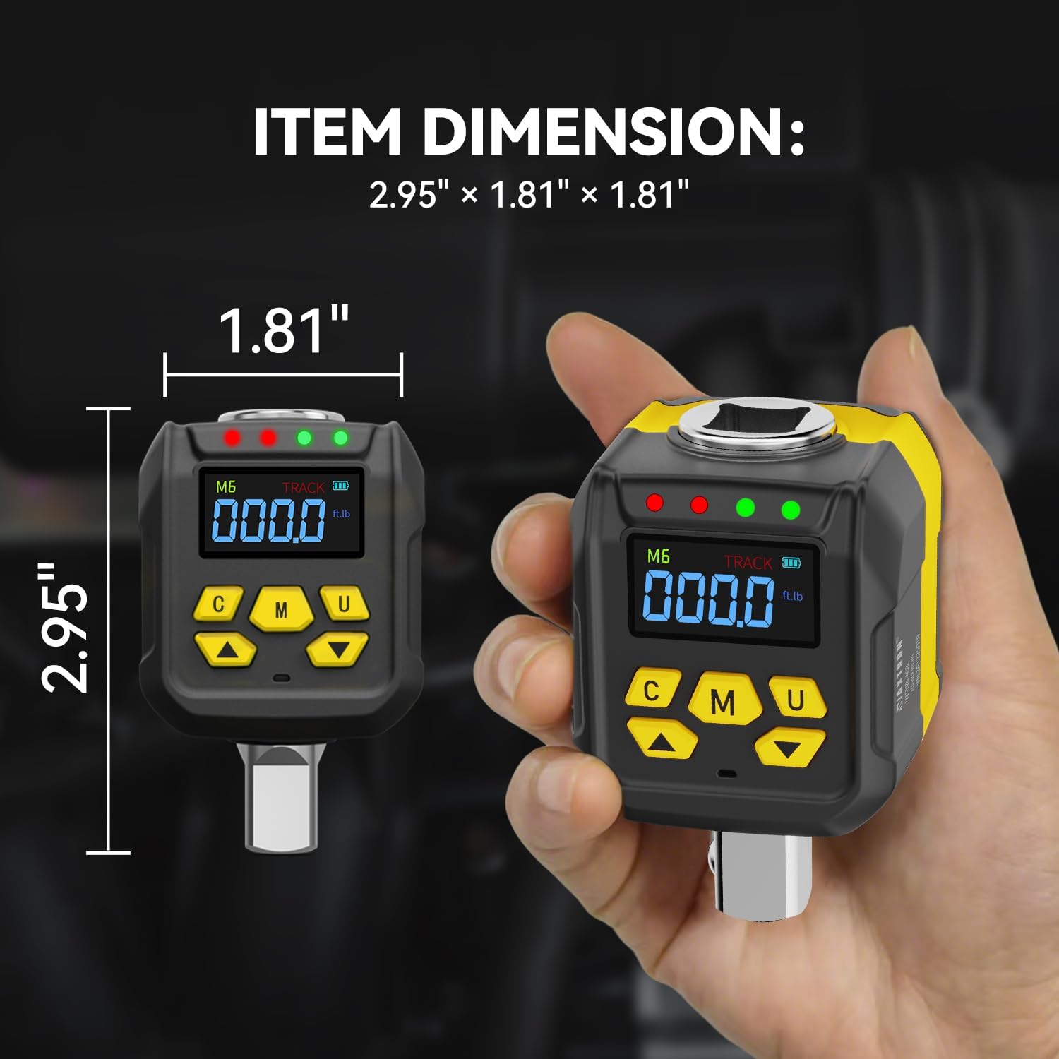 Zestaw cyfrowych adapterów momentu obrotowego 1/5.1 cm, dokładność ± 2% (3.7-76.2 m-lb), brzęczyk i wskaźnik LED, wstępnie ustawiony z przechowywaniem danych, cyfrowy miernik dynamometryczny z