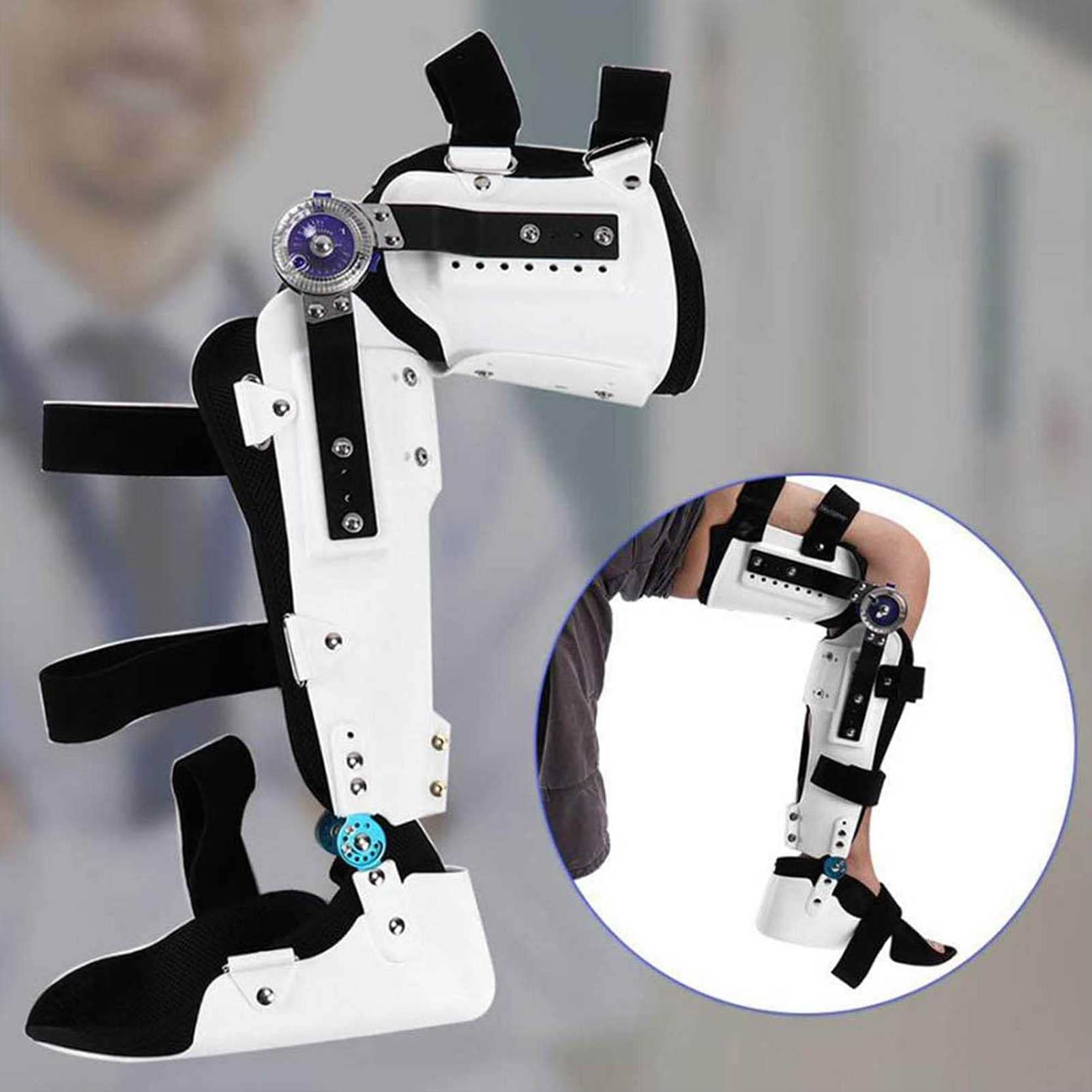 Ortesis de rodilla con bisagra Rodillera postoperatoria con bisagras, estabilizador de pierna ROM ajustable Inmovilización de recuperación después de la cirugía - Protector ortopédico médico inmovili