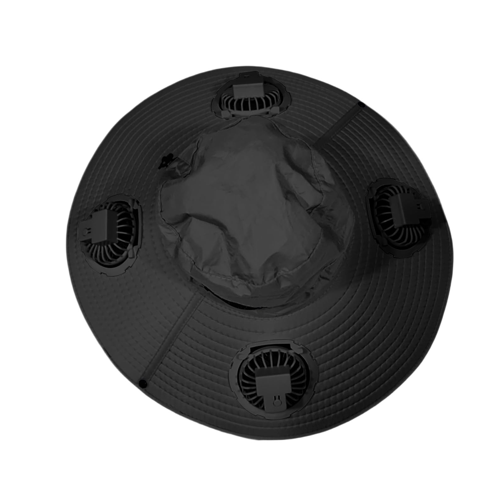 Générique Chapeau De Soleil D'extérieur À Large Bord - avec 4 Ventilateurs Solaires - Homme Femme - Été Chapeau Anti UV Rafraichissant - Rechargeable par USB - Pêche Plage Randonnée Safari