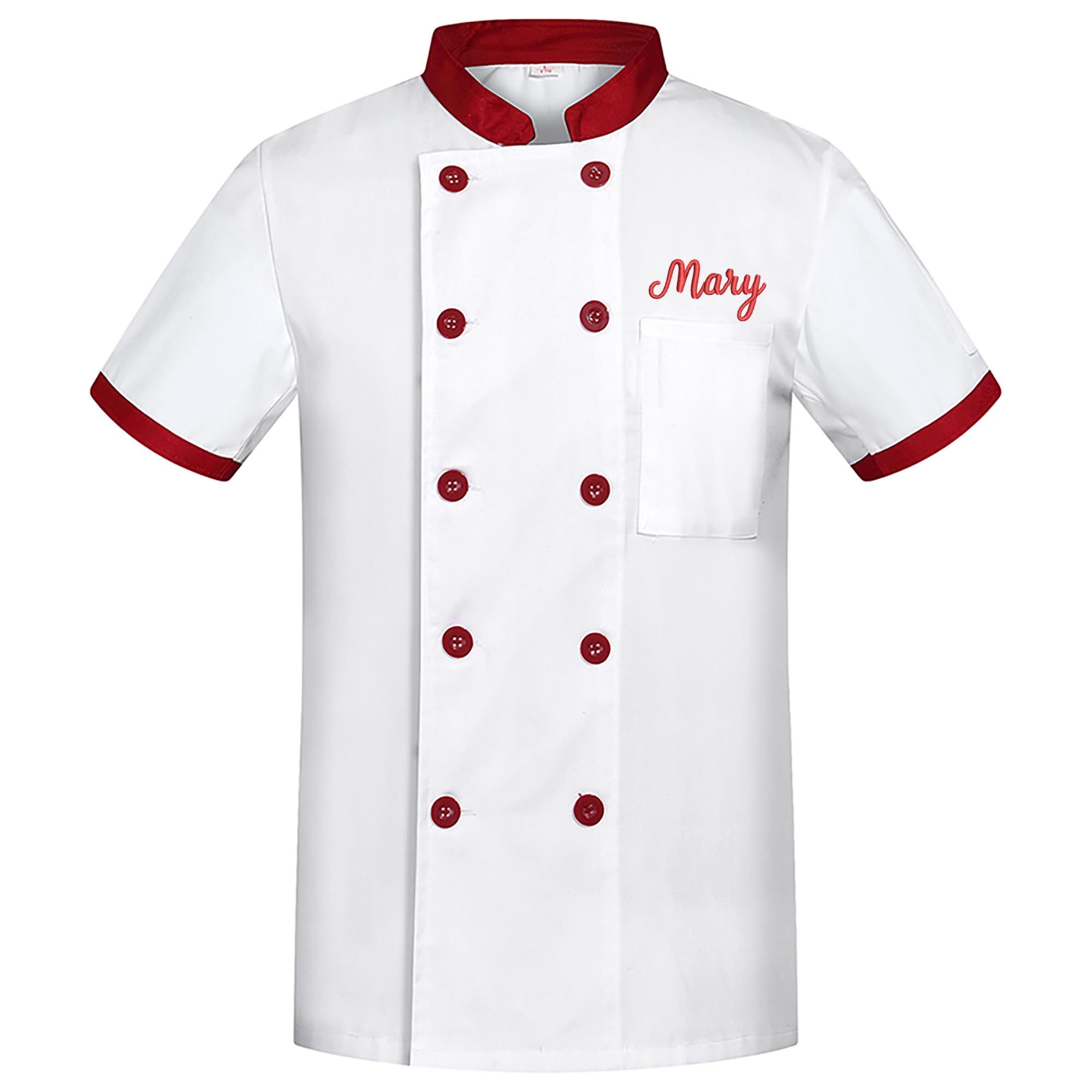 Vlagots Personalized Chef Coat Custom Chef Uniform with Name Embroidered Chef Coat Short Sleeve Chef Shirt for Men Women