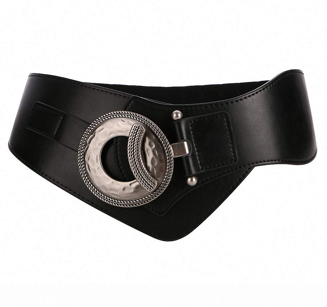Ulalaza Women Vintage Wide Belt, Metal Pin Buckle Belt for Ladies' Decorative Skirts