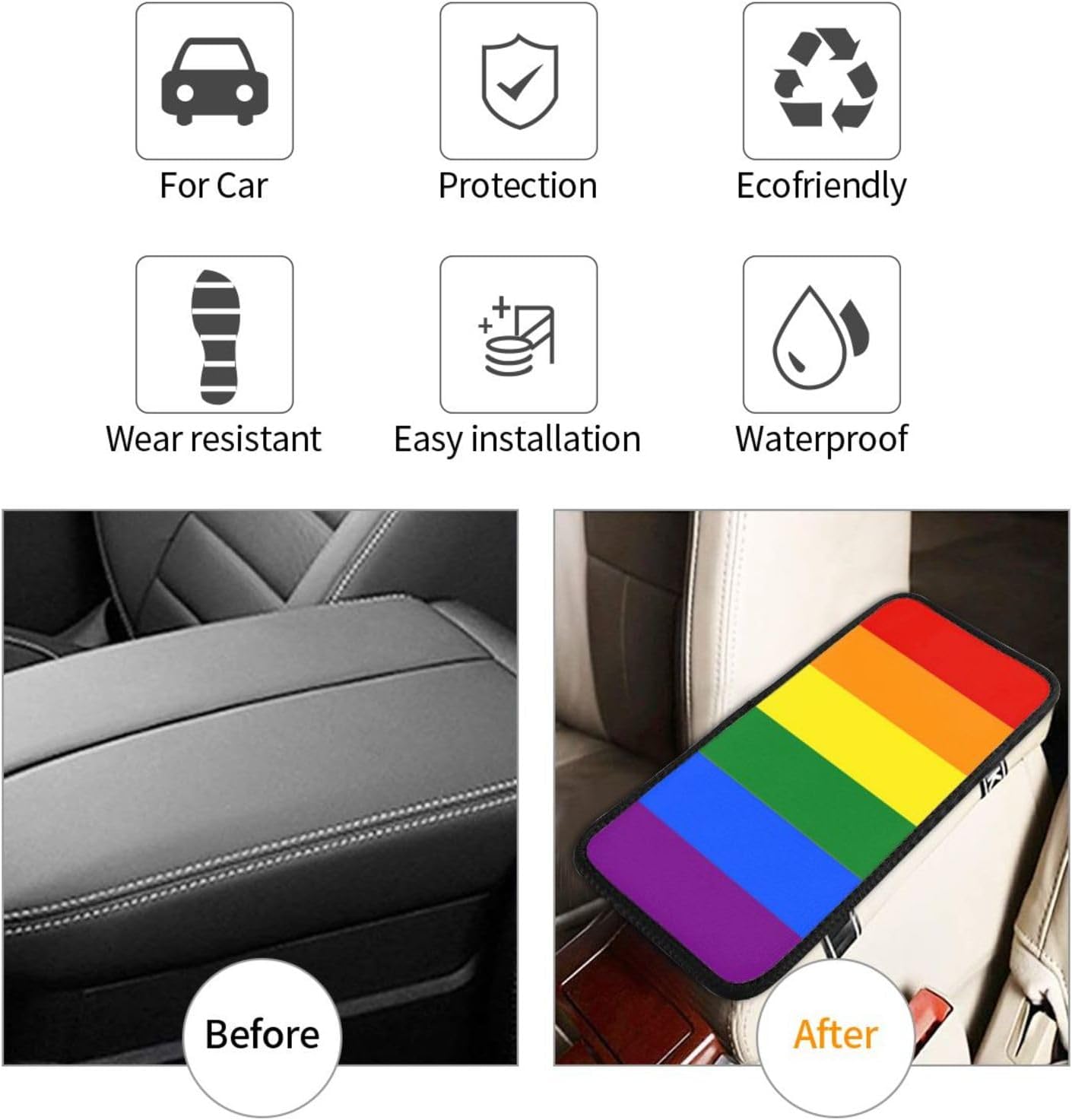 Car Armrest Cover Center Console Pad Waterproof Non Slip Cushion image 4