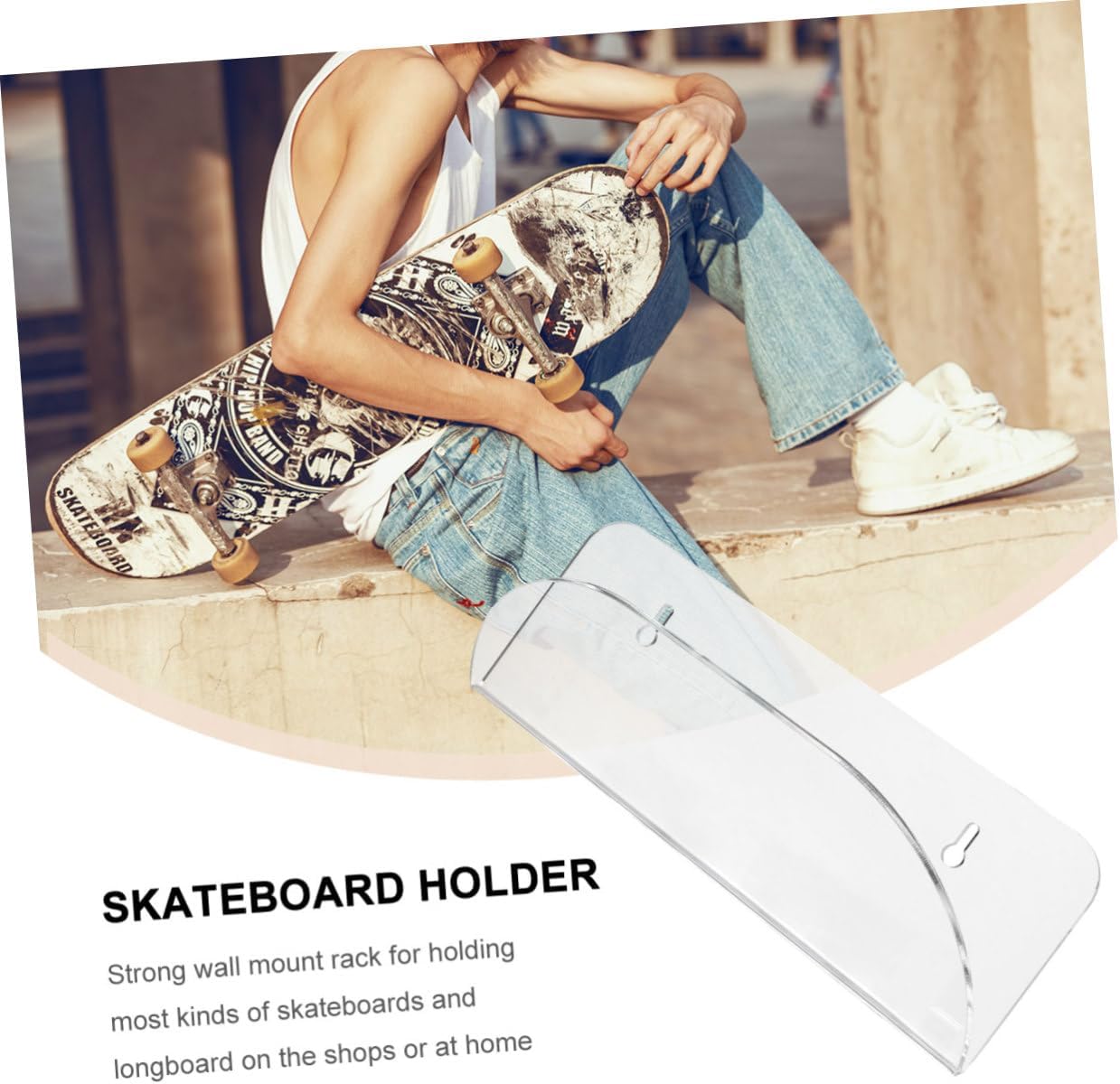 Skateboard Display Rack Wall Mount Acrylic Skateboard Bracket Holder for Longboard Storage Garage Sports Organization