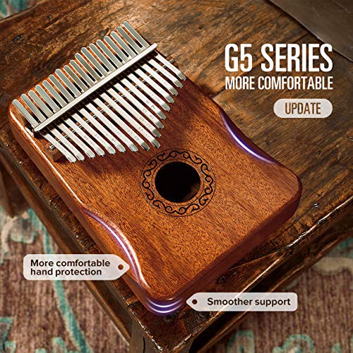 Image of MIFOGE 17Keys Kalimba Thumb Piano with Hard Case Mahogany | Beginner-friendly finger piano easy to learn portable musical instrument with study guide, gift for beginners toddlers childs