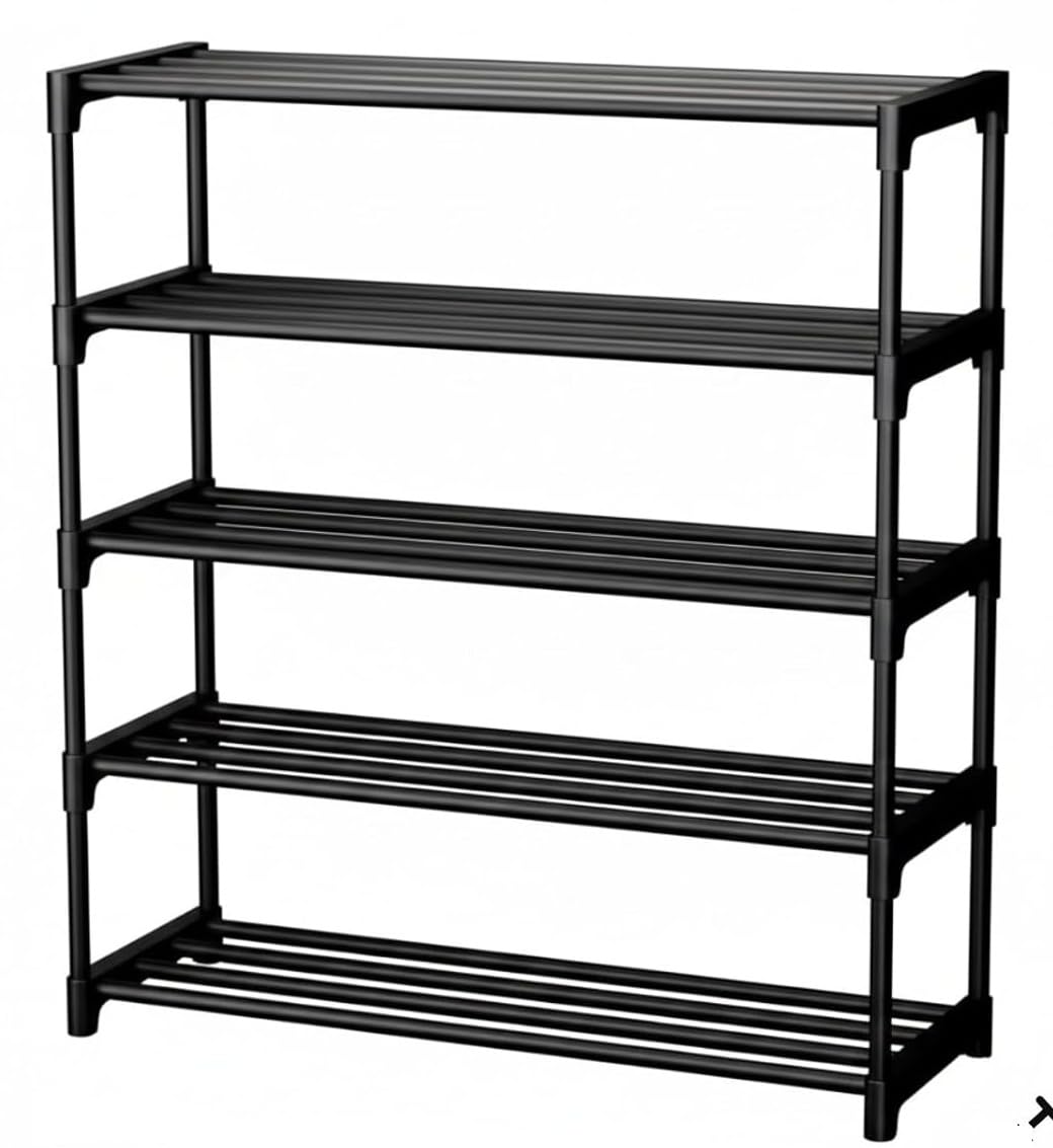 Foldable Plastic Shoe Rack for Home | Multi Layer Shoe Organizer Stand | Space Saving Footwear Storage Rack for Bedroom, Entryway & Living Room | 3/4/5/6 Tier
