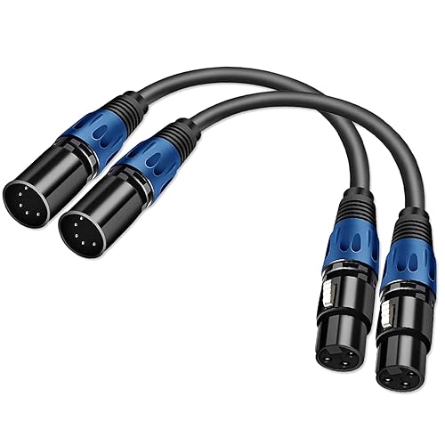 Miniatura 8 de Cable de audio XLR macho de 3 pines XLR hembra a 5 pines XLR macho para micrófono, DMX luz de escenario, cable adaptador XLR3Fto XLR5M