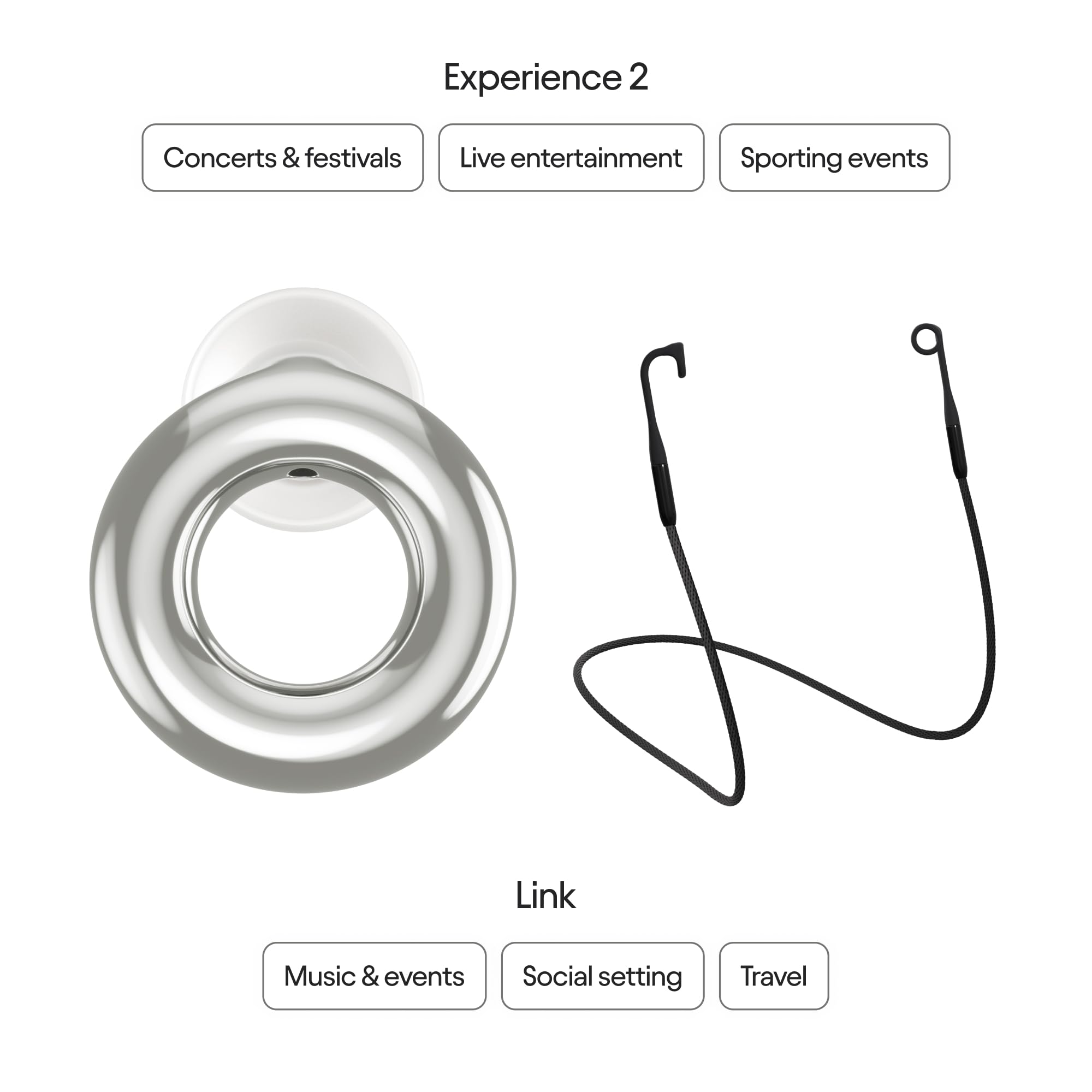 Loop Earplugs, coffret Experience Link – Experience 2 + Link | Bouchons d’oreille réutilisables pour la sensibilité au bruit, les concerts, spectacles, festivals, la conduite à mot