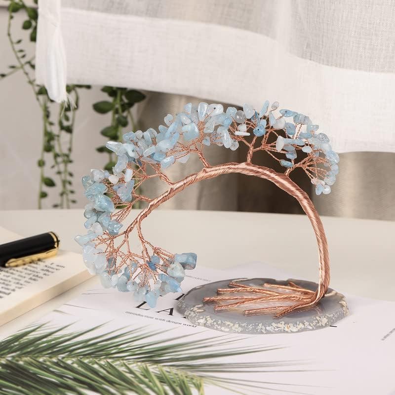 Miniatura 3 de Árbol de cuarzo de cristal natural hecho a mano con piedra bonsái sobre base de ágata geoda, Feng Shui, decoración de escritorio para la salud y la