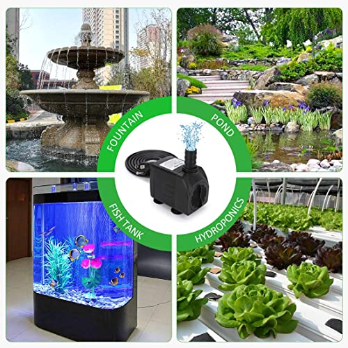 Growneer 550Gph Submersible Pump 30W Ultra Quiet Fountain Water Pump, 2000L/H, With 7.2Ft High Lift, 3 Nozzles, 4.9 Feet Tubing For Aquarium, Fish Tank, Pond, Hydroponics, Statuary #TOP6