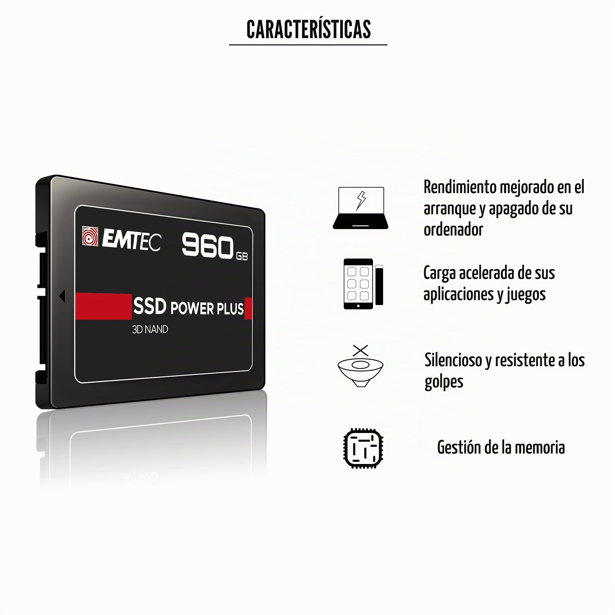 Emtec ECSSD2TX150 - Disco Duro SSD Interno (2,5", SATA X150 Power Plus 3D NAND 2TB