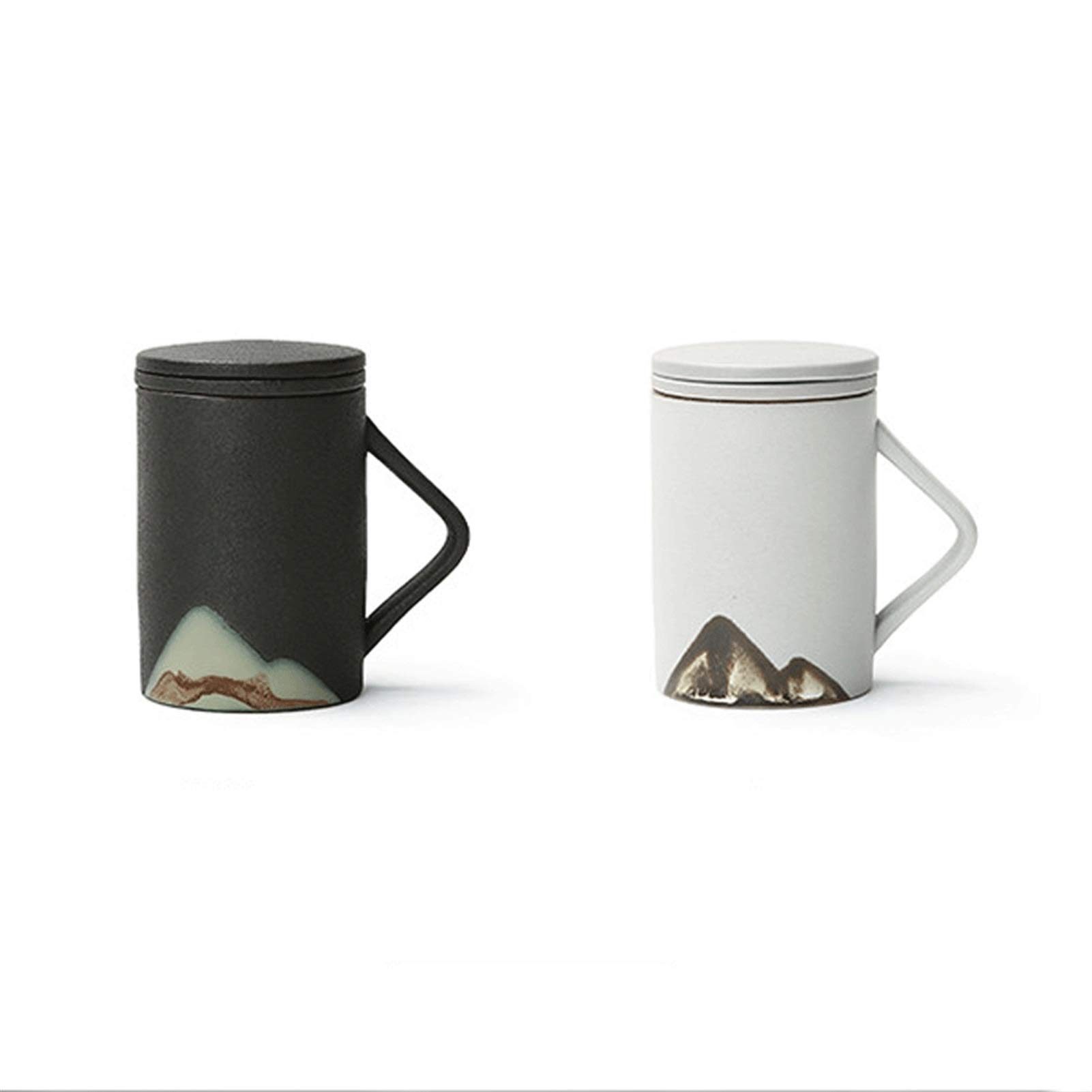 Taza de café con Tapa para Oficina Taza de Agua de cerámica y Taza de té filtrada para el hogar, Muy Adecuada para Uso doméstico y de Oficina/Taza de café de 250 ml (Color : White)