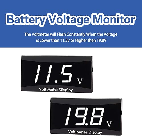 Miniatura 6 de Voltímetro digital de 12 V para monitor de voltaje, voltímetro de metal impermeable para motocicleta, voltímetro universal automotriz de energía