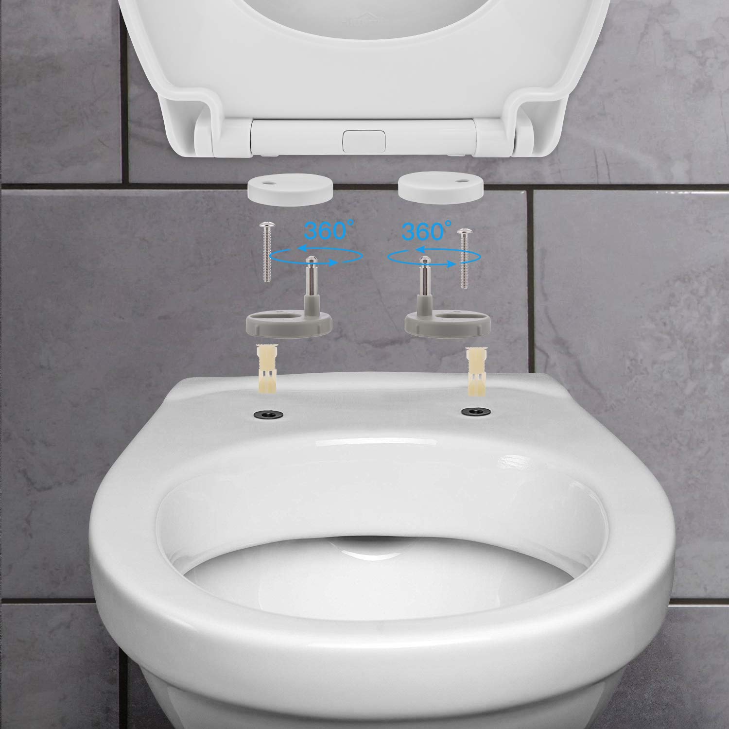 Himimi Seat WC Pokrywa uniwersalny zamek amortyzowany Tablet WC z szybkim uwolnieniem, plastik antybakteryjny biały, w kształcie litery U (45.2 x 39.29 x 6.2 cm)