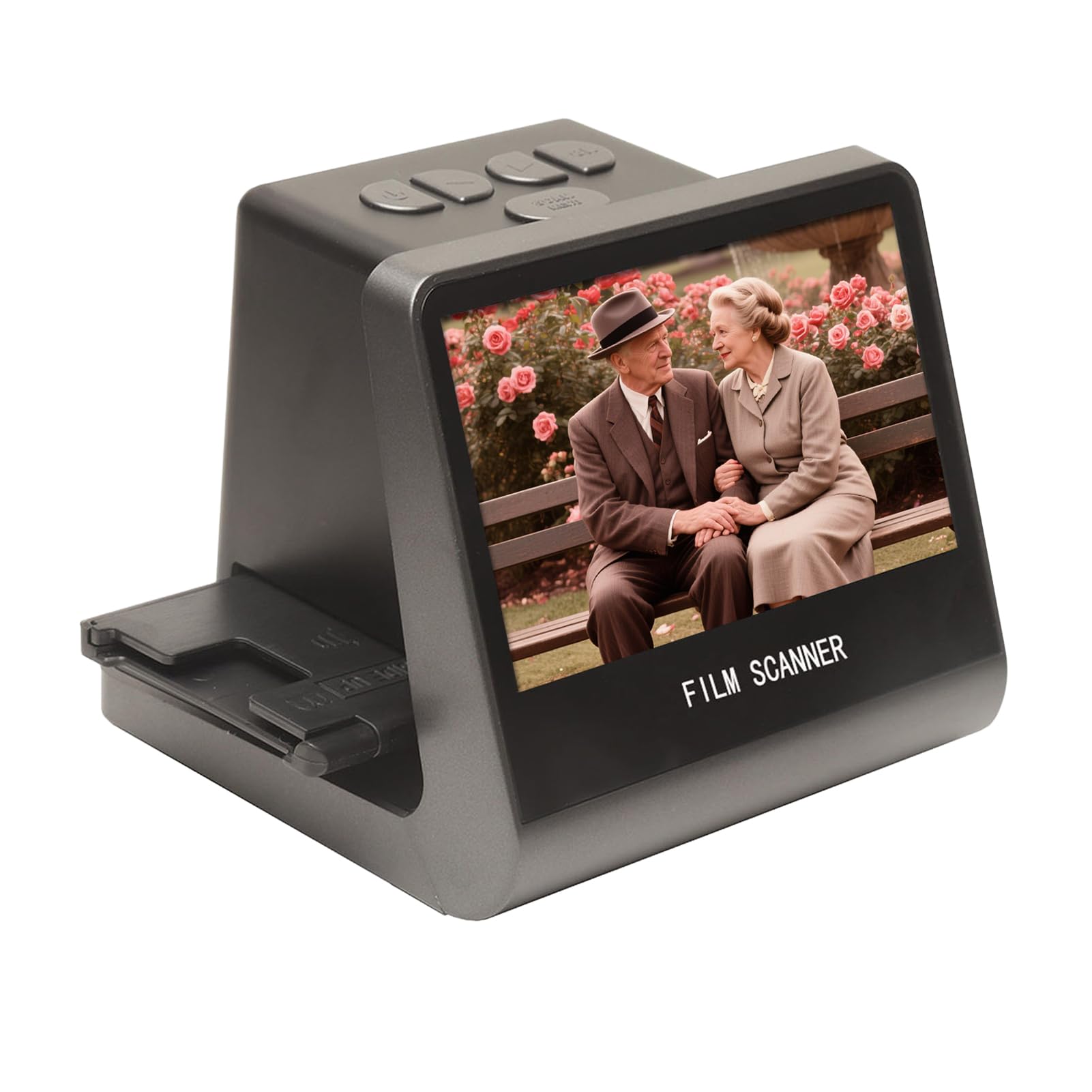 BAFOVY Film and Slide Scanner, Converts 135 Film 126KPK 110 Super8 Monochrome Slides to Digital JPEG Photos, Built in 16GB Memory 5 Inch LCD Screen, for PC TV Vista 7 8 10 M