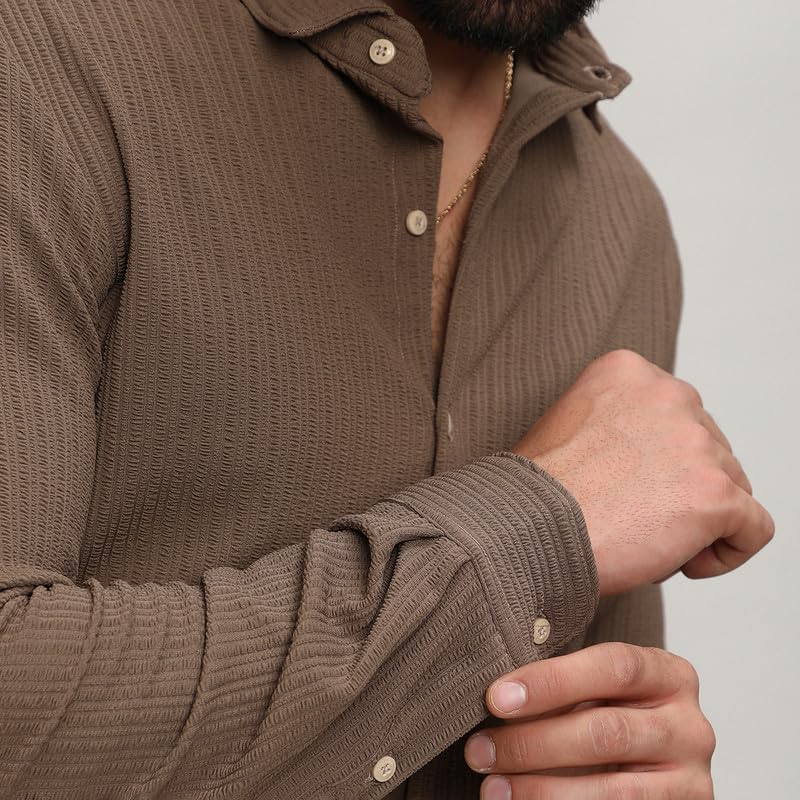 Image of CAHOOT Men's Shirt for Casual Wear | Spread Collar | Short Sleeve | Regular Fit | Button Closure | Shirt Crafted with Comfort Fit for Casual Wear
