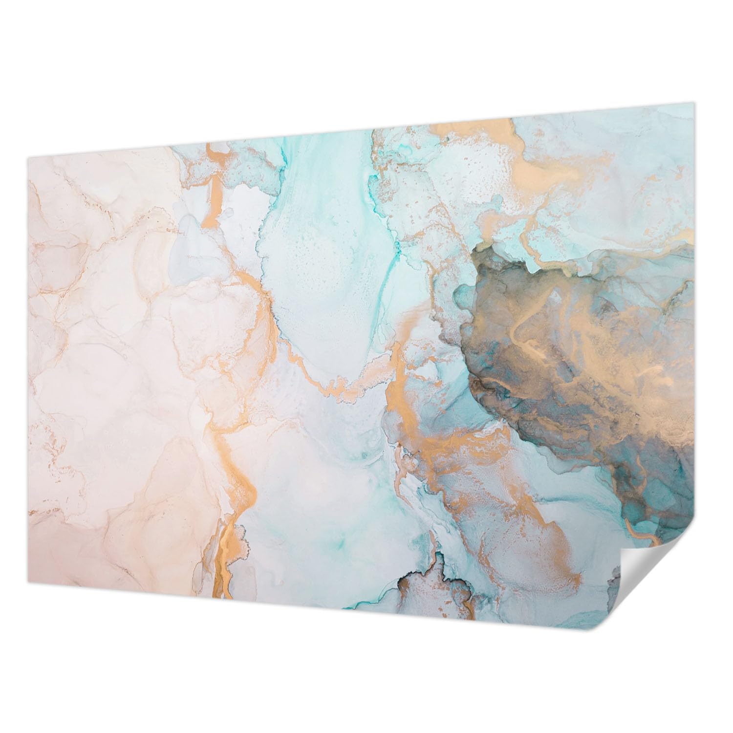 Papier peint autocollant vagues aquarelles 152x104 cm pour décoration murale de salon moderne