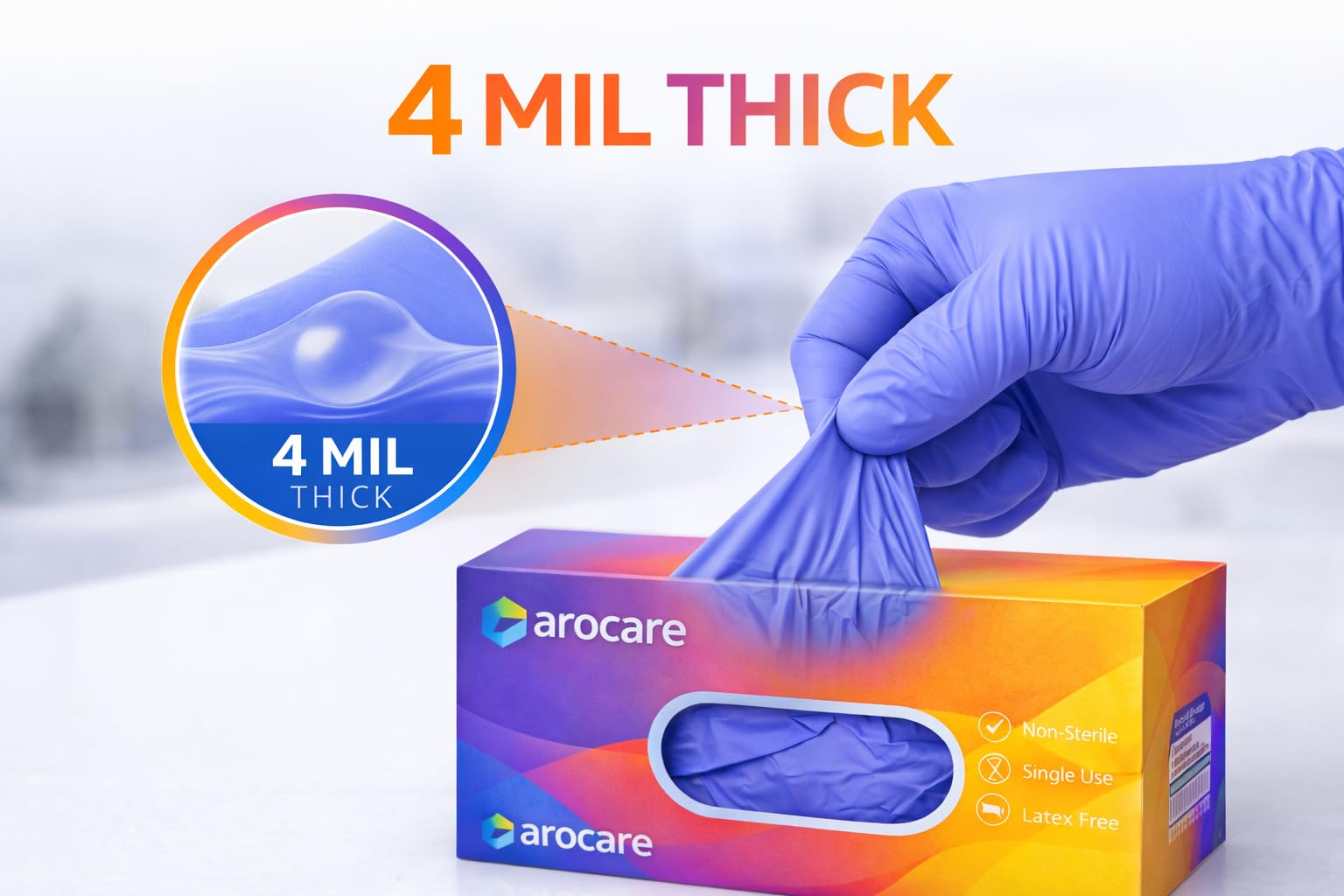 AroCare Guantes de nitrilo, desechables, sin polvo, sin látex, guantes protectores para múltiples usos, cocina, limpieza y más, 1000 guantes de 4 mil, tamaño mediano (paquete de 1000)