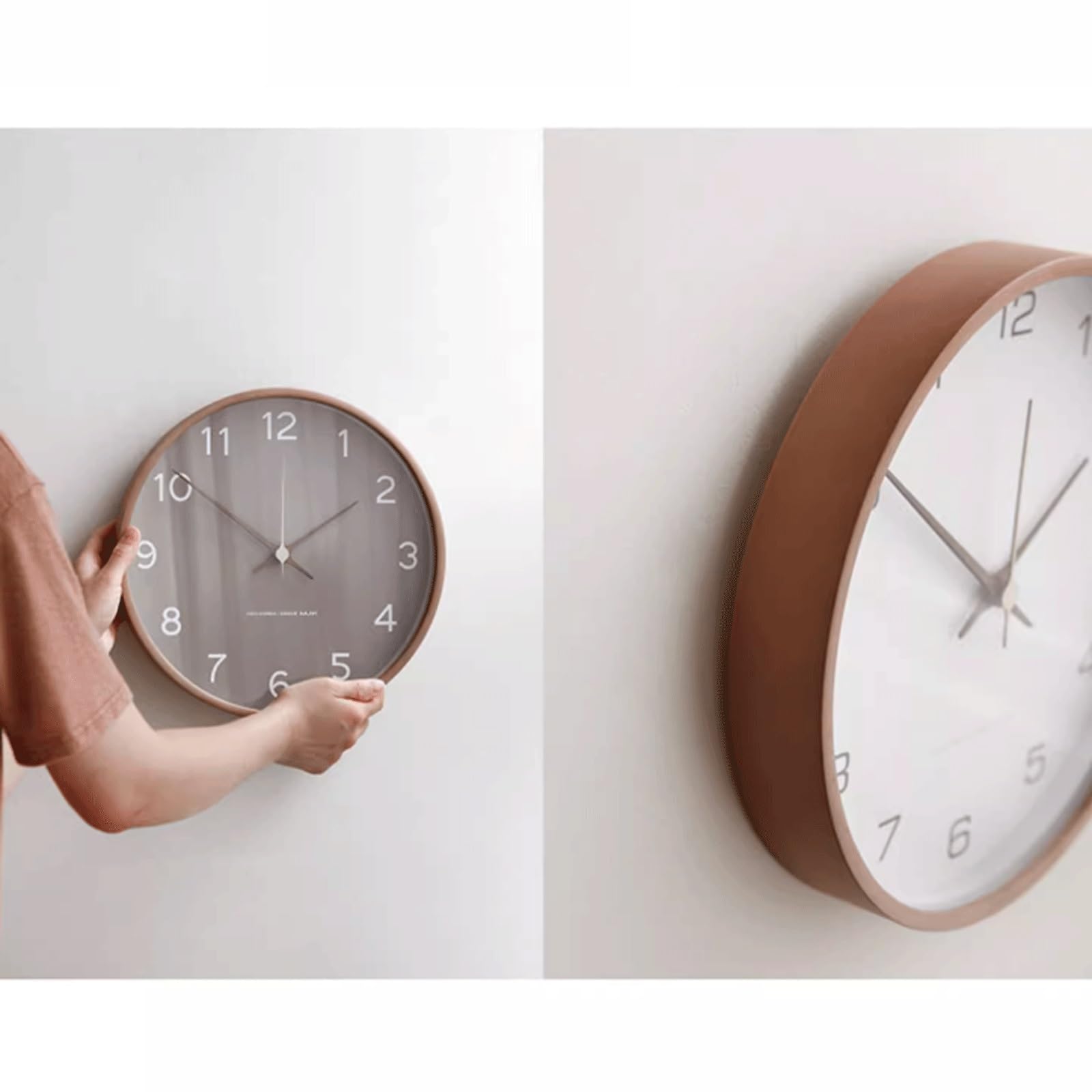 Tempo Orologio da parete al quarzo silenzioso con decorazioni in legno 10 pollici(Grijs,10inch)
