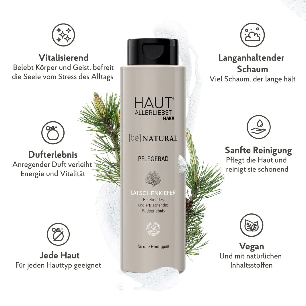 HAKA Pflegeschaumbad, 500 ml (33x baden), belebender Badezusatz mit Latschenkiefer, Schaumbad vitalisiert Körper & Geist, beruhigt die Sinne, pflegt & reinigt die Haut, alle Hauttypen, vegan