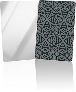 Geometric Abstract Pattern Compact Mirror Bulk 2 Pack Card Mirror, Black Grey Retro Backdrop Small Compact Mirror for Purse, Rectangular Handheld Pocket Makeup Mirror