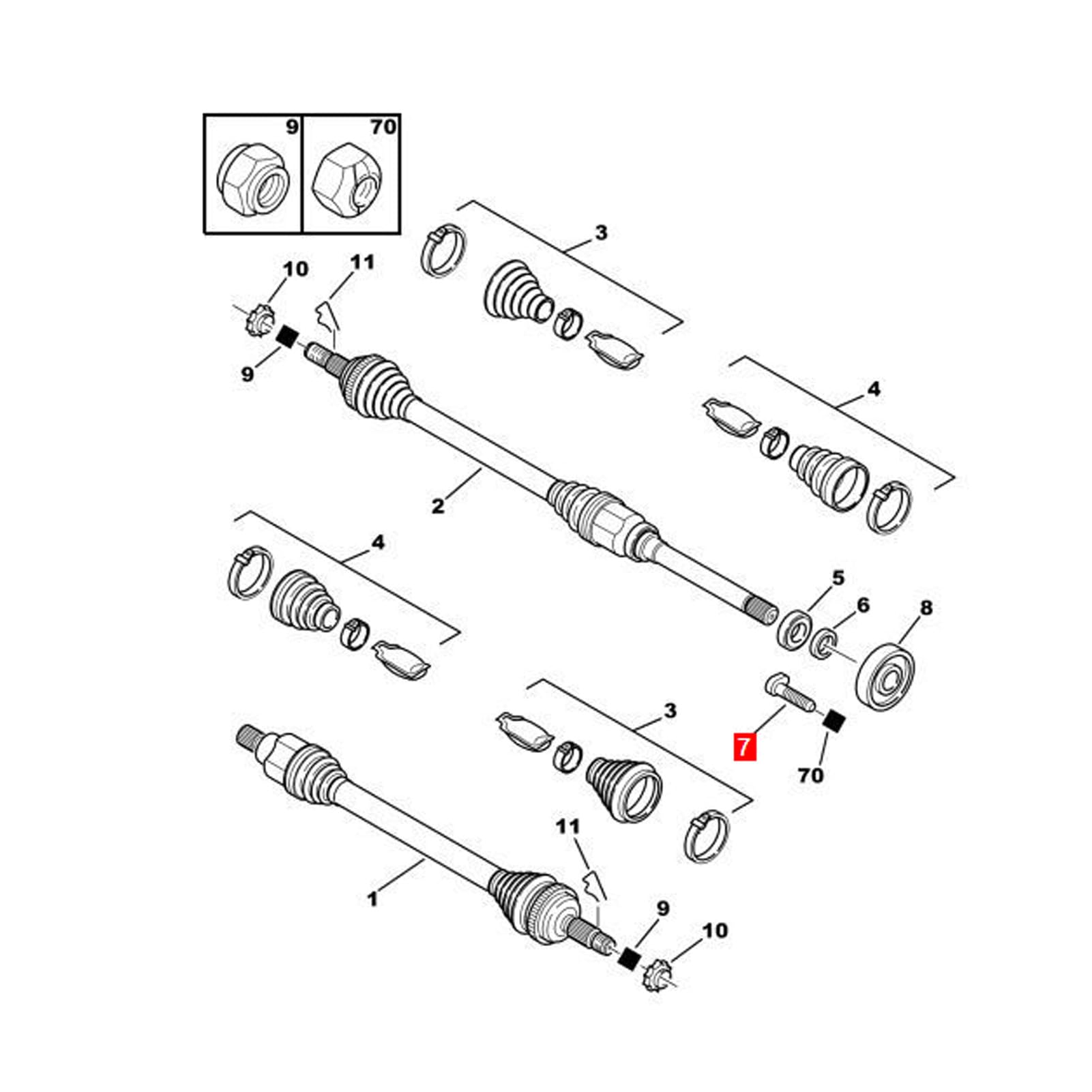 Vis Excentrique Arbre Transmission Métal 325204 - Pack 2pcs Compatible Peugeot 206 207 307 308
