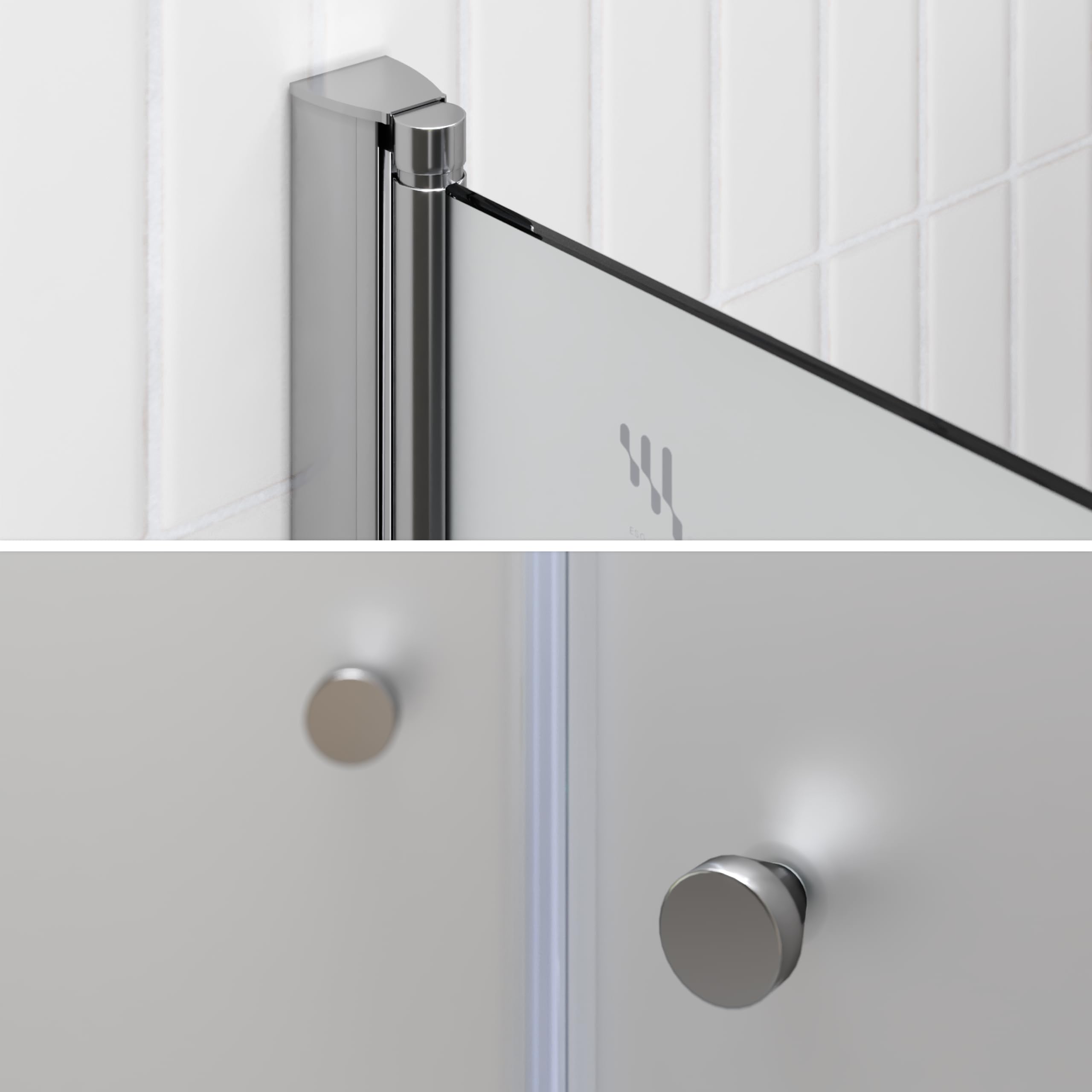 Mampara de ducha Lima, regulable de 68-72 cm, altura 195 cm, puerta doble abatible, cristal de seguridad templado ESG 6MM satinado, perfiles cromados #DTF