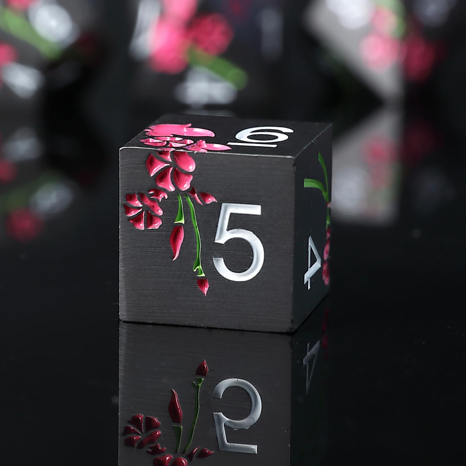 Elifel Metal DND Dice Set 7 PCS Flower Metallic Heavy Solid D&D Dice Set for Dungeons and Dragon TTRPG Tabletop Role Playing Game - Image 2
