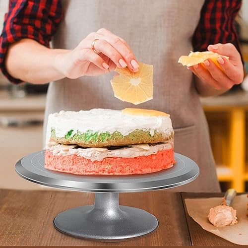 Miniatura 6 de Uten Soporte para pastel de aluminio de 12 pulgadas, plato giratorio para pasteles, giratorio de pastel, soporte de exhibición decorativo, fácil de
