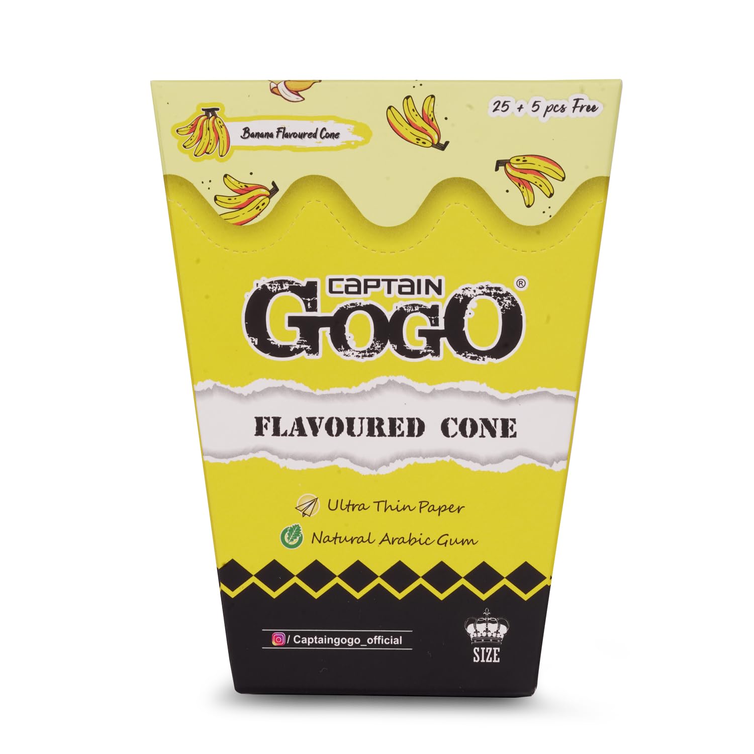 Captain GoGo Pre Rolled Flavour Cone Rolling Paper 30 Cones (Banana)