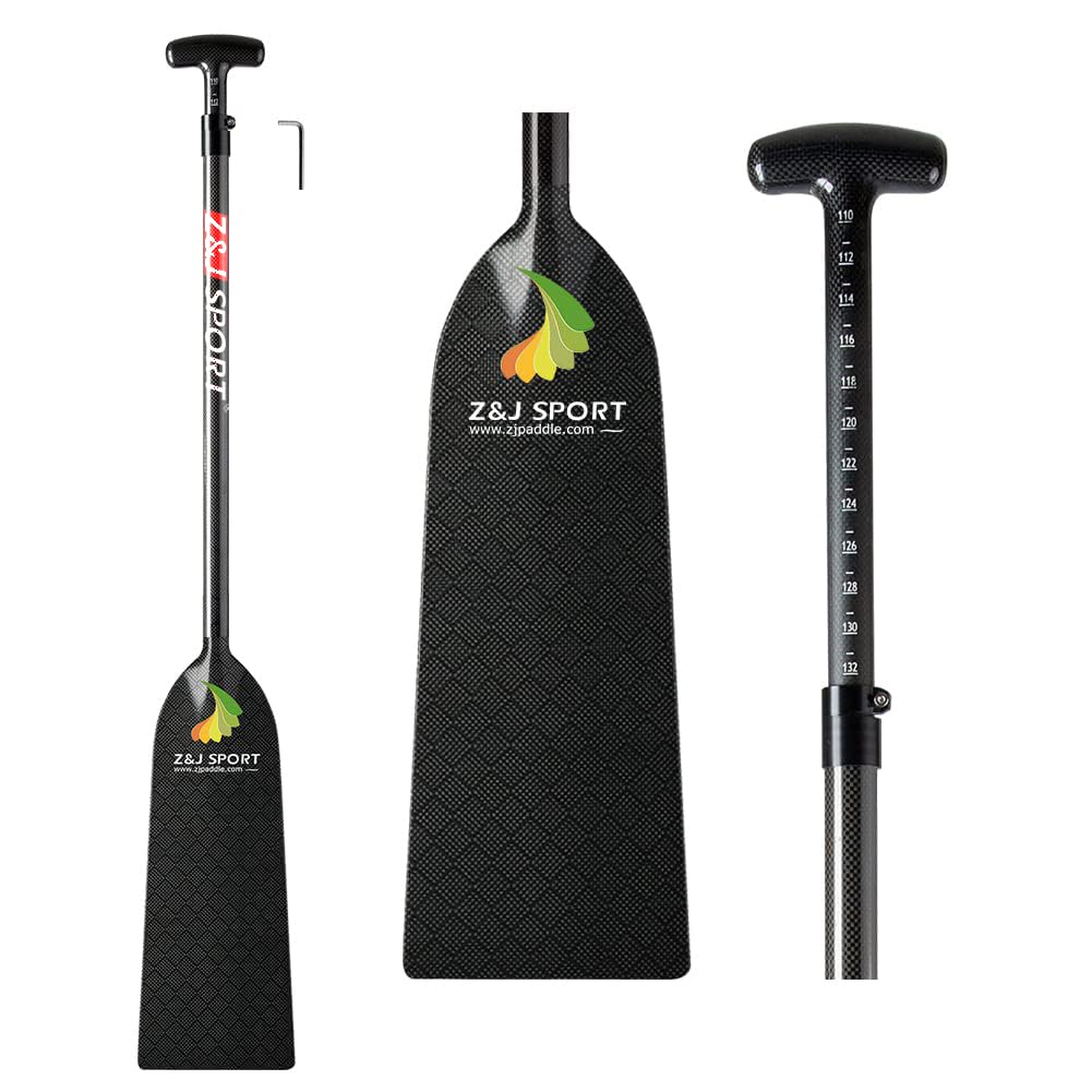 Z&J SPORT Adjustable Dragon Boat Paddle, IDBF Approved Boat Oars, Carbon Fiber Paddle Adjustable T Handle with Adjuster for Dragon Boat Paddler (Range: 43”-52” /110cm-132cm)