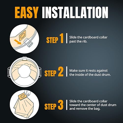 Miniatura 7 de POWERTEC 75017-P3 15PK, VF3501 Bolsas de filtro para RidgidWorkshop WS32045F 3-4.5 galones de vacío húmedo y seco