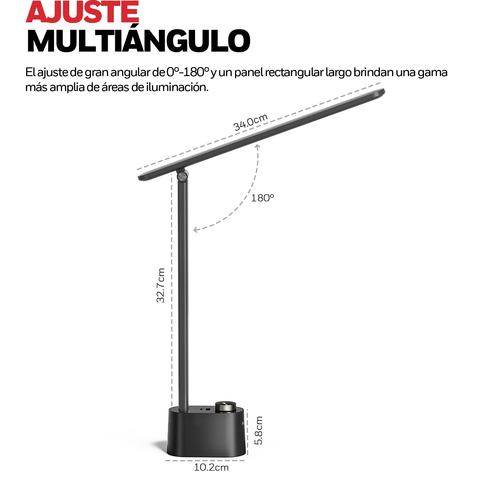 Honeywell Lámpara LED H01 Pro cuidado ocular lectura y oficina | Lámpara de escritorio Sunturalux regulable, CRI≥95, 3000K-5500K, carga A+C, negra, para dormitorio universitario
