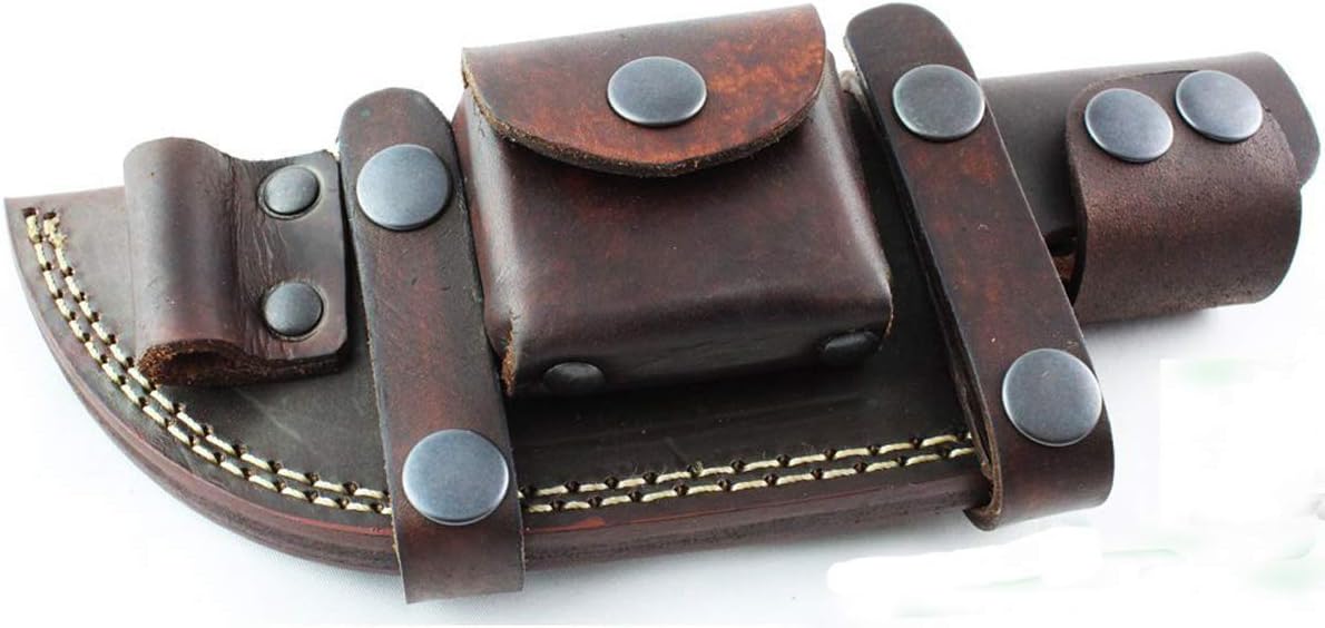 Moorhaus Handcrafted Leather Knife Sheath for Tracker, Bushcraft/skinner Knife Horizontal Right or Left handed Scout Style (Full Monty)