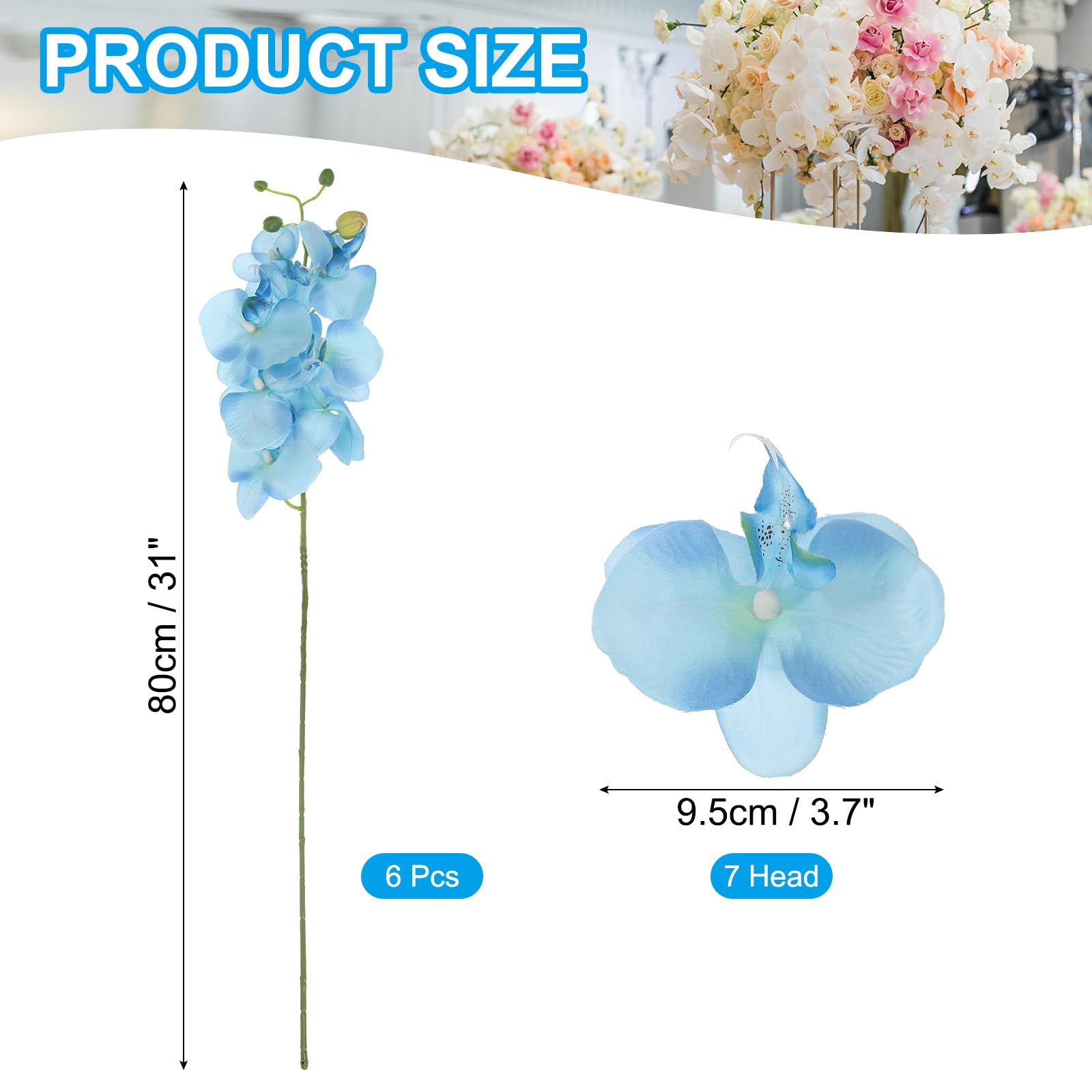 PATIKIL Steli Di Orchidea Artificiale 31", Confezione Da 6 Pezzi 7 Teste Fiori Di Seta Finta Phalaenopsis Fiore Orchidea Finto Al Tatto Reale Per Vaso Decorazione Casa Matrimonio