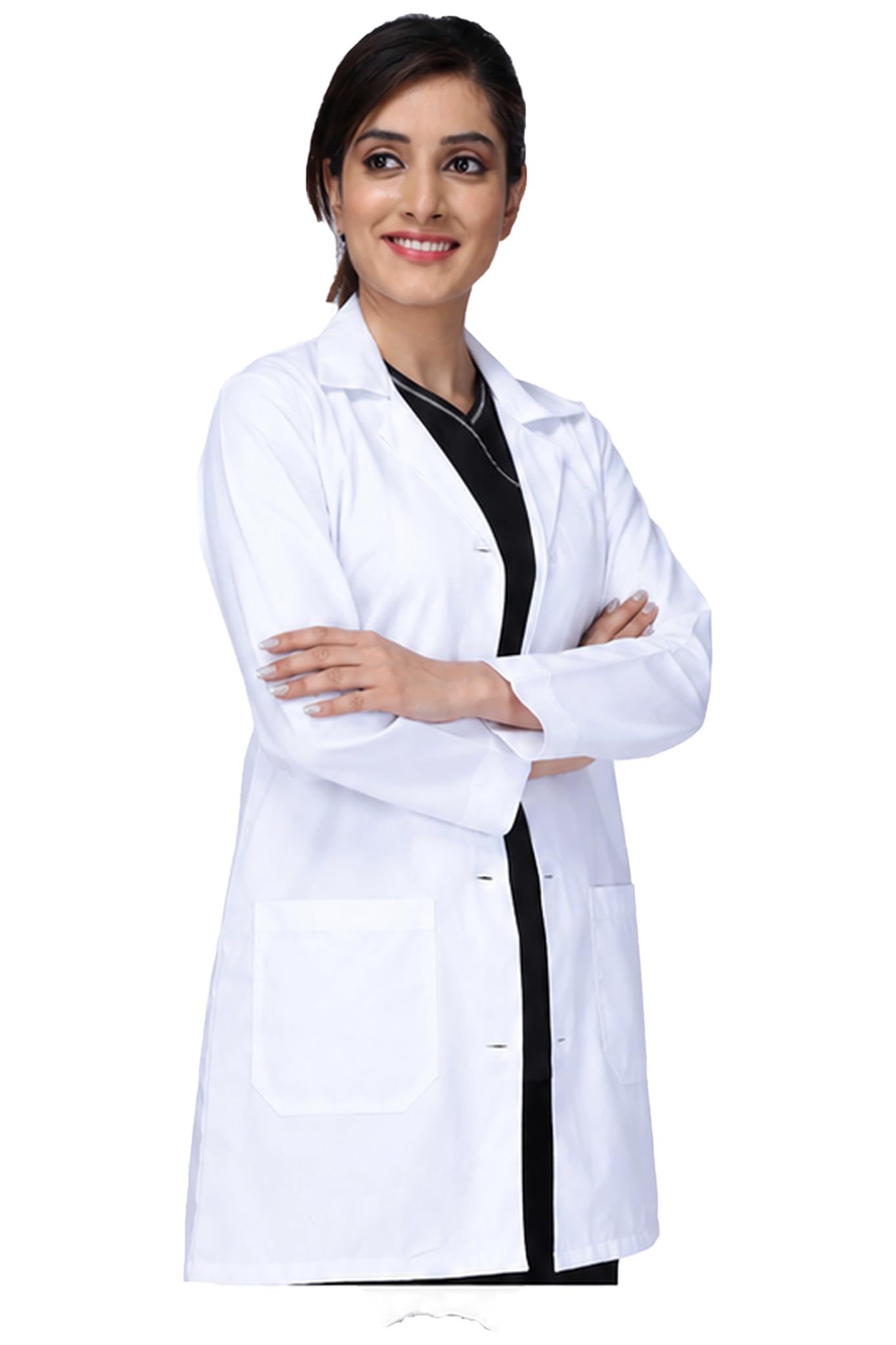 UNIFORM CRAFT Women's Doctor Lab Coat | Long Sleeve Poly Cotton | 2 Pocket Medical Uniform for Nurses & Healthcare Professionals | Hospital & Clinic Wear – White, Size M 2
